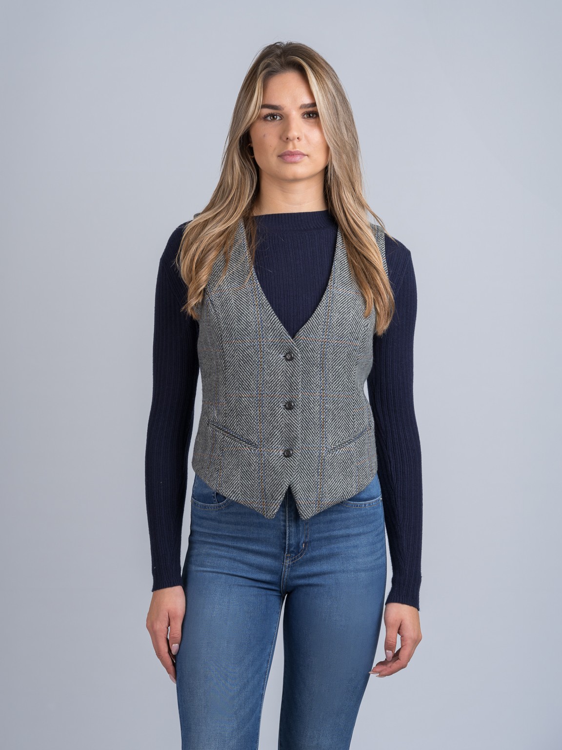 Women's Grey Hunting Tweed Waistcoat & Vest