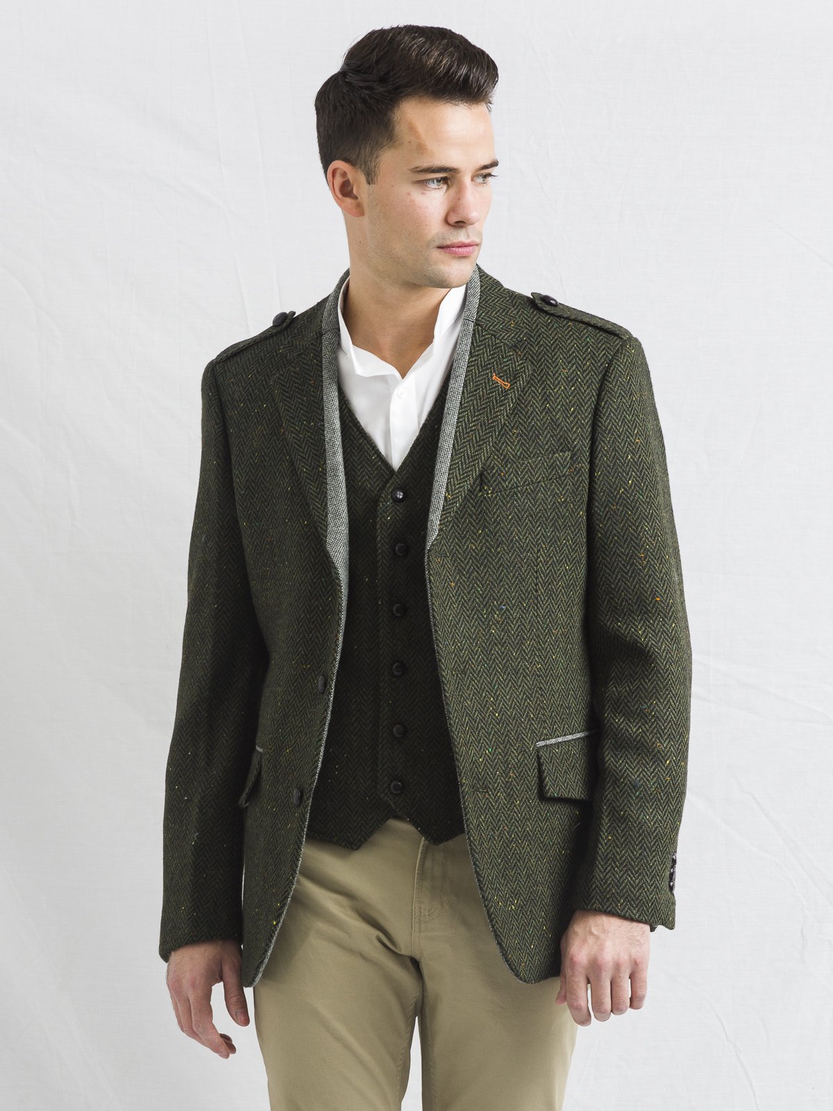 Pearse Green Herringbone Tweed Jacket