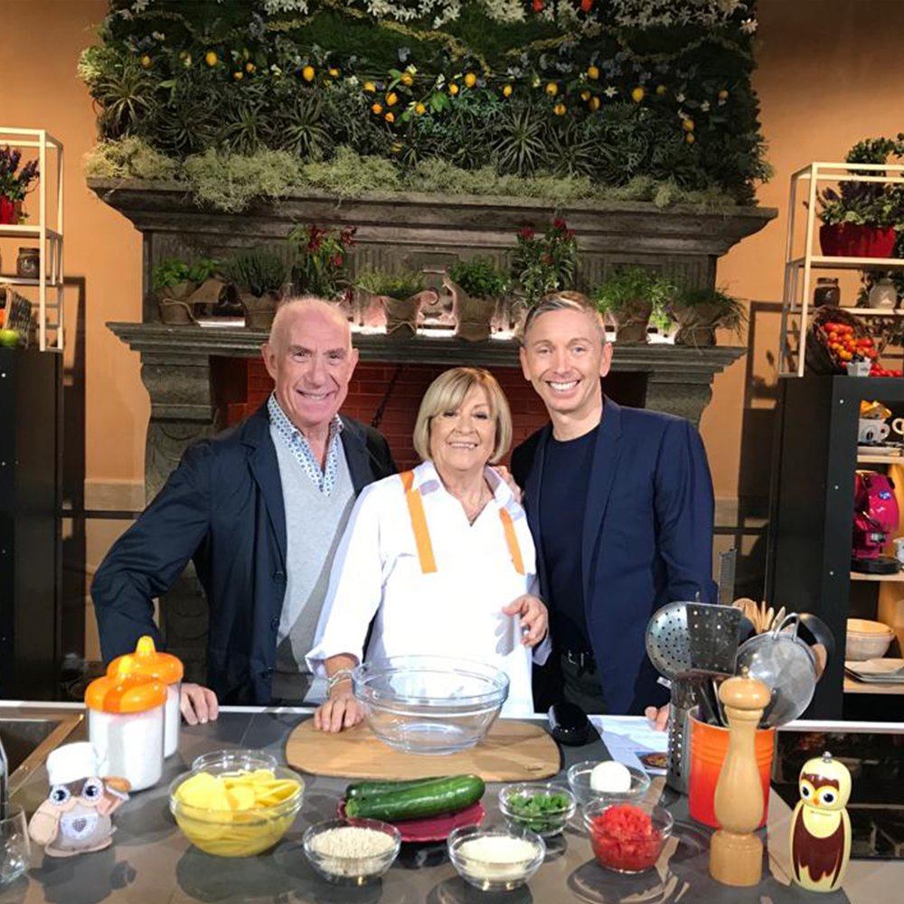 GIANLUCA MECH AT ITALIAN RICETTE ALL’ITALIANA COOKING TV SHOW WITH DAVIDE MENGACCI AND ANNA MORONI.