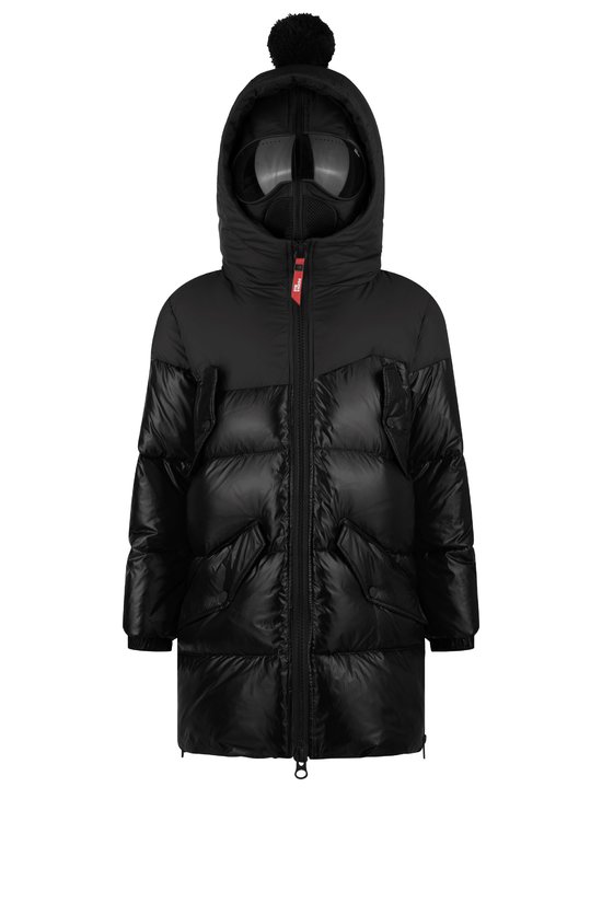 Boy's Long Down Jacket in Recycled Polyester and Matt Nylon - CK625STPRTJ