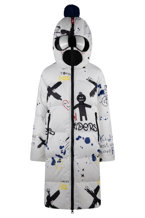 Unisex Nylon and Polyester Long Down Jacket with All Over Print - CX482BTTJP8