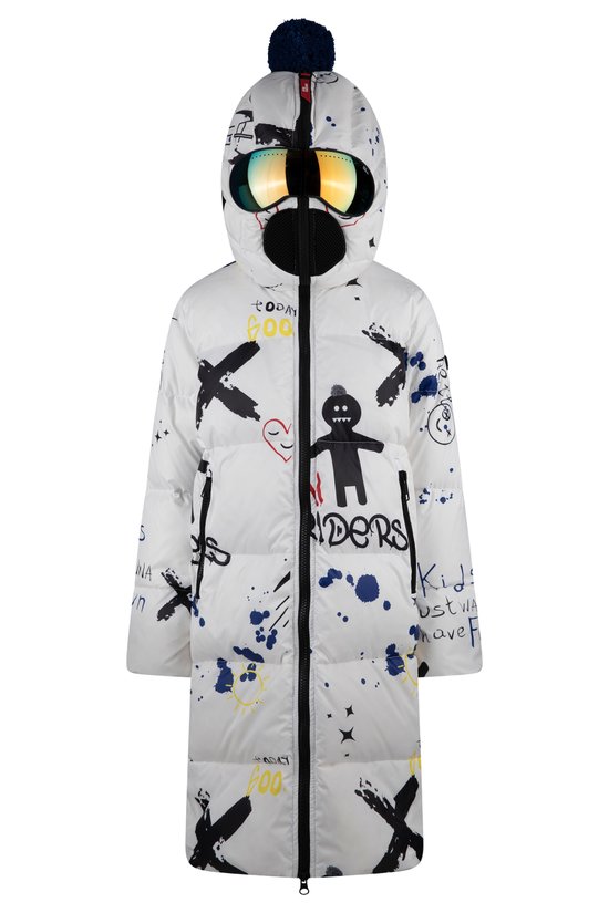 Unisex Polyester and Nylon Long Down Jacket with All Over Print - CX482CTTJP8