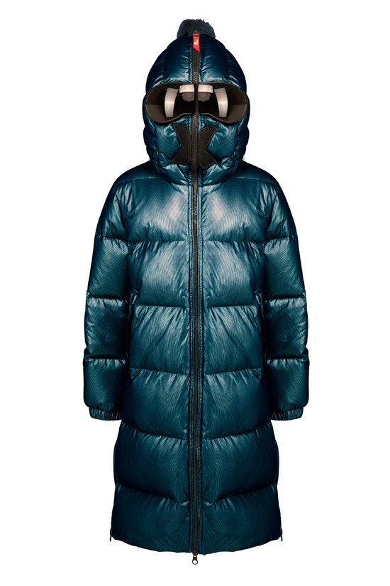 Long Unisex Down Jacket in Nylon with Mesh