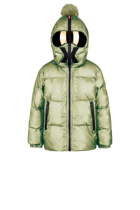 Unisex Nylon Down Jacket with Hood and AI Riders Print - JX502CTMBT