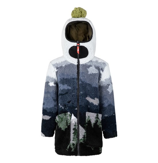 Hoodie in Sherpa with Jacquard Design