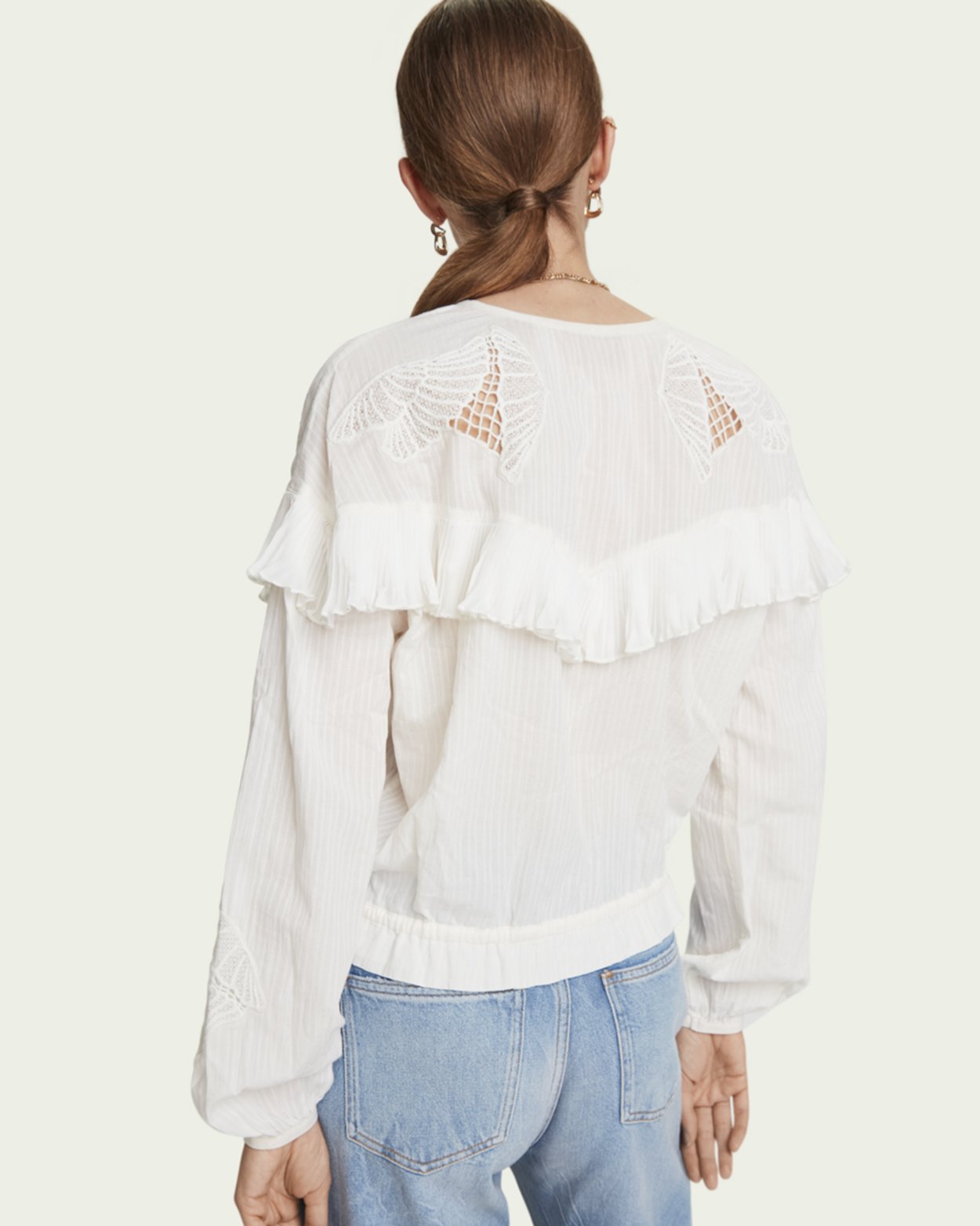 Lace Detail Loose Cotton Shirt