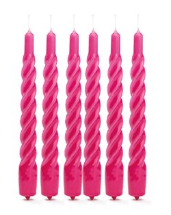 Twisted Candle in Bright Pink - Set of Six