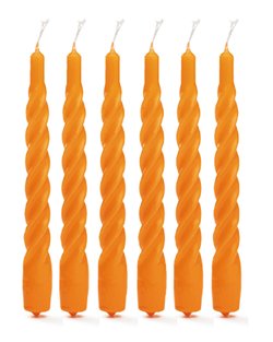 Twisted Candle in Orange - Set of Six