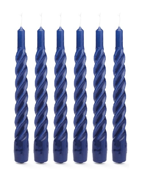 Twisted Candle in Blue - Set of Six