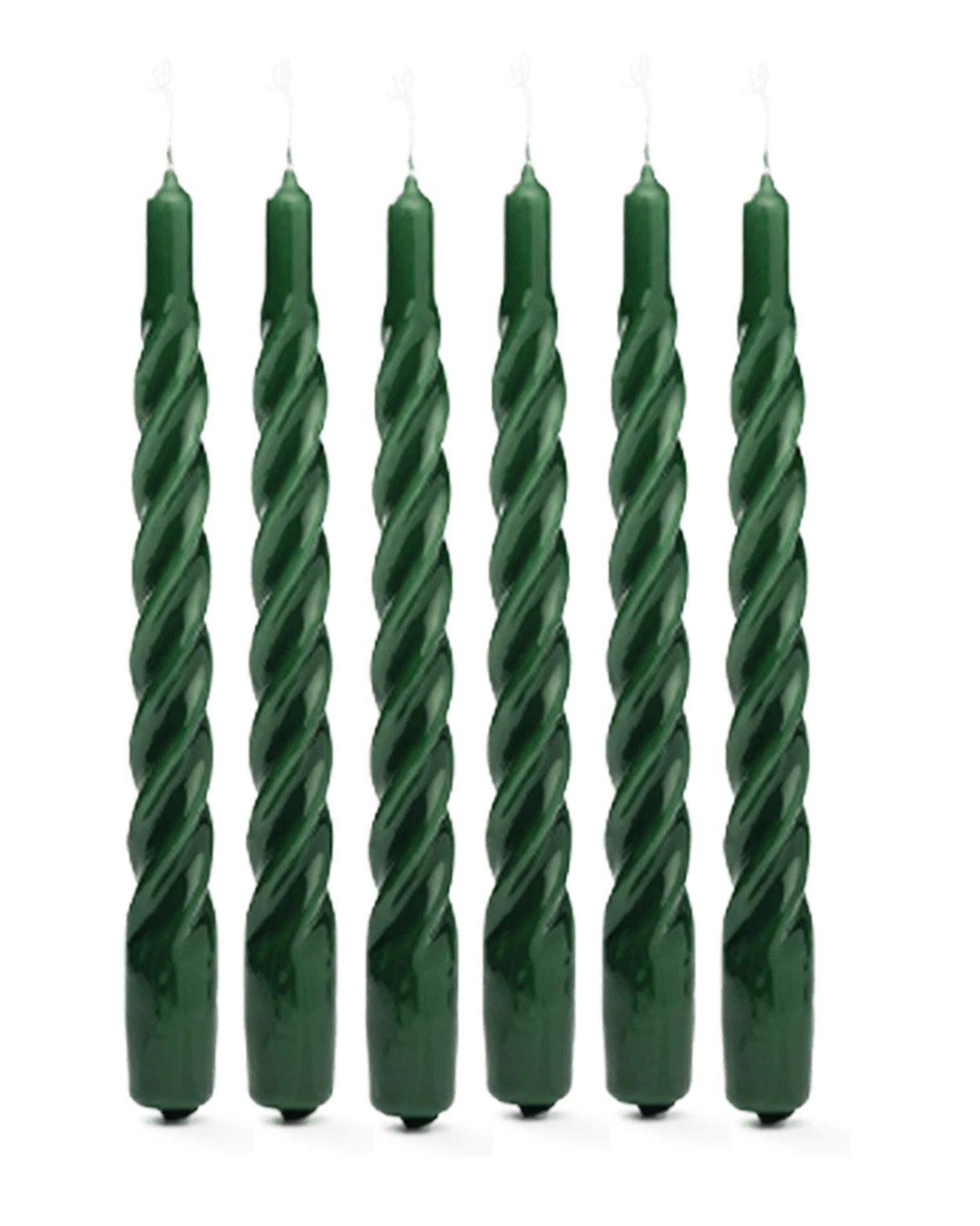 Twisted Candle in Moss Green - Set of Six