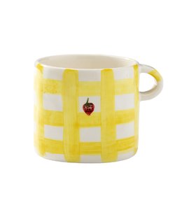 Yellow Checkered Strawberry Mug