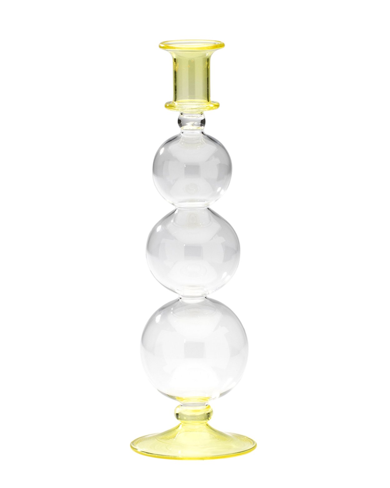 Bubble Glass Candle Holder in Yellow