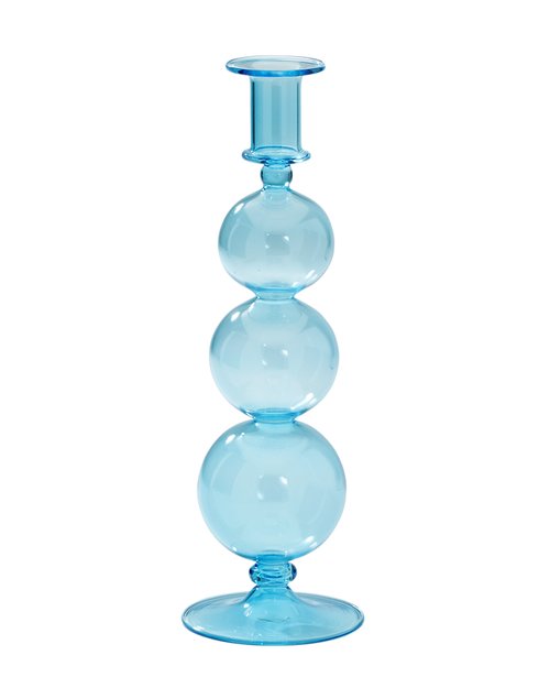 Bubble Glass Candle Holder in Aqua Blue