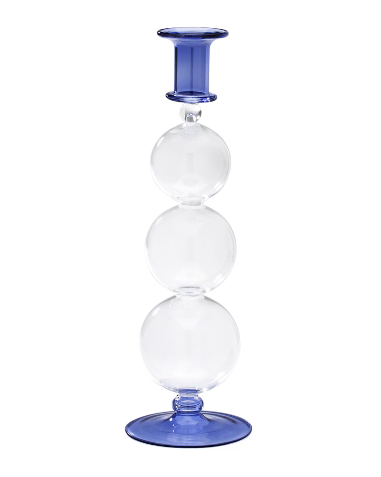 Bubble Glass Candle Holder in Navy Blue