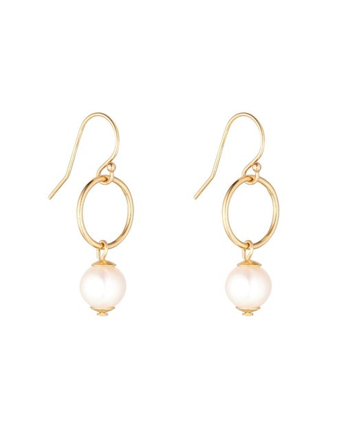 14kt Gold Filled Circle & Petite Pearl Drop Earrings