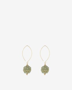 14kt Gold Filled & Fern Green Crystal Cluster Open Oval Earrings