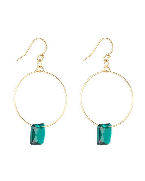 14kt Gold Filled & Emerald Cut Green Swarovski Hoop Earrings - Small