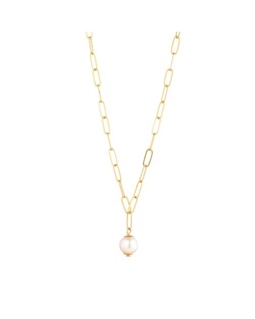 14kt Gold Filled Paperclip & Petite Pearl Necklace - 18