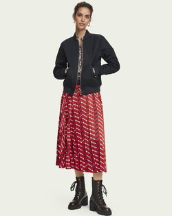 Printed Plisse Midi Skirt