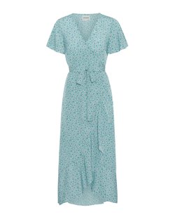Milly Long Wrap Dress - Turquoise Flower