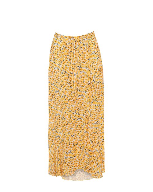 Milly Long Wrap Skirt - Yellow Flower