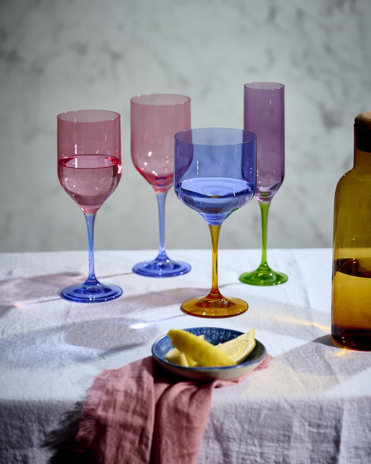 Blue & Orange Red Wine/Cocktail Glass Colourful Irish Glassware Avoca®