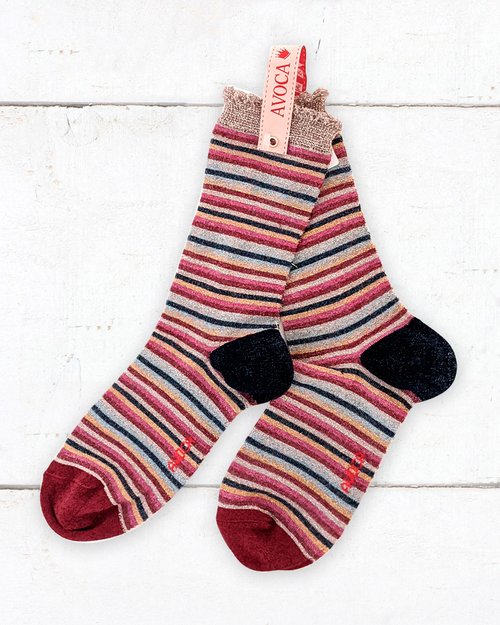 Small Multi Stripe Glitter Ankle Sock