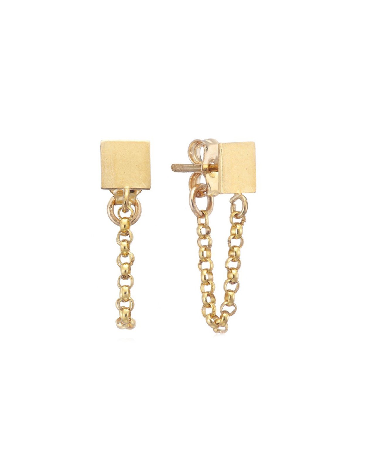 14kt Gold-Fill Square Chain Ear Studs