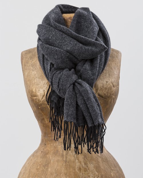 Cashmere Wool Sandymount Scarf in Black and Grey