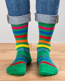 Green Rainbow Stripe Socks