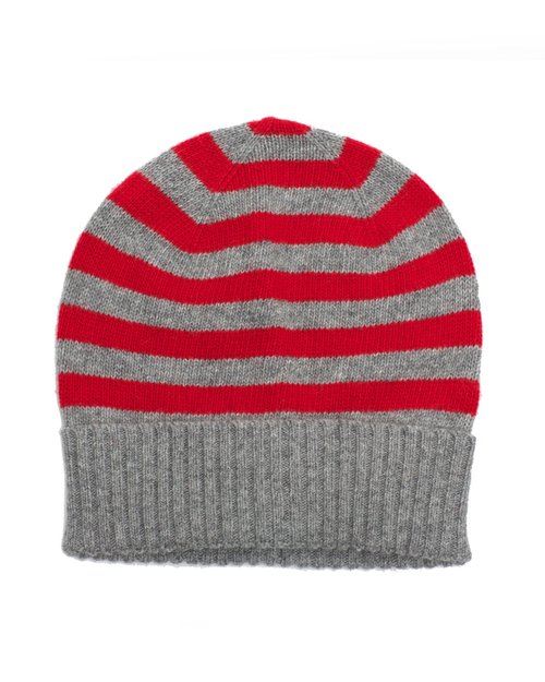 Super Stripe Hat in Grey & Red