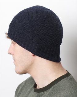 Yak & Cashmere Honeycomb Hat in Navy