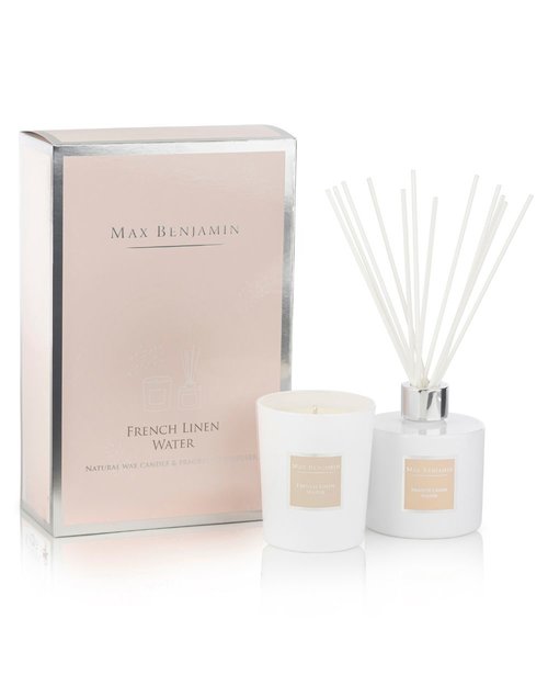 French Linen Water Candle & Diffuser Gift Set