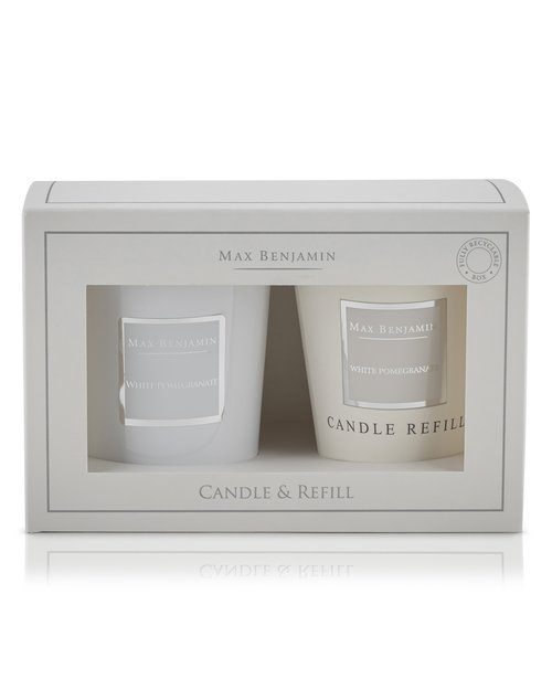 White Pomegranate Candle & Candle Refill Set
