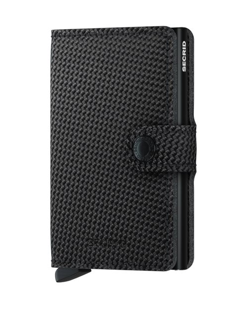 Carbon Leather Mini Wallet - Black