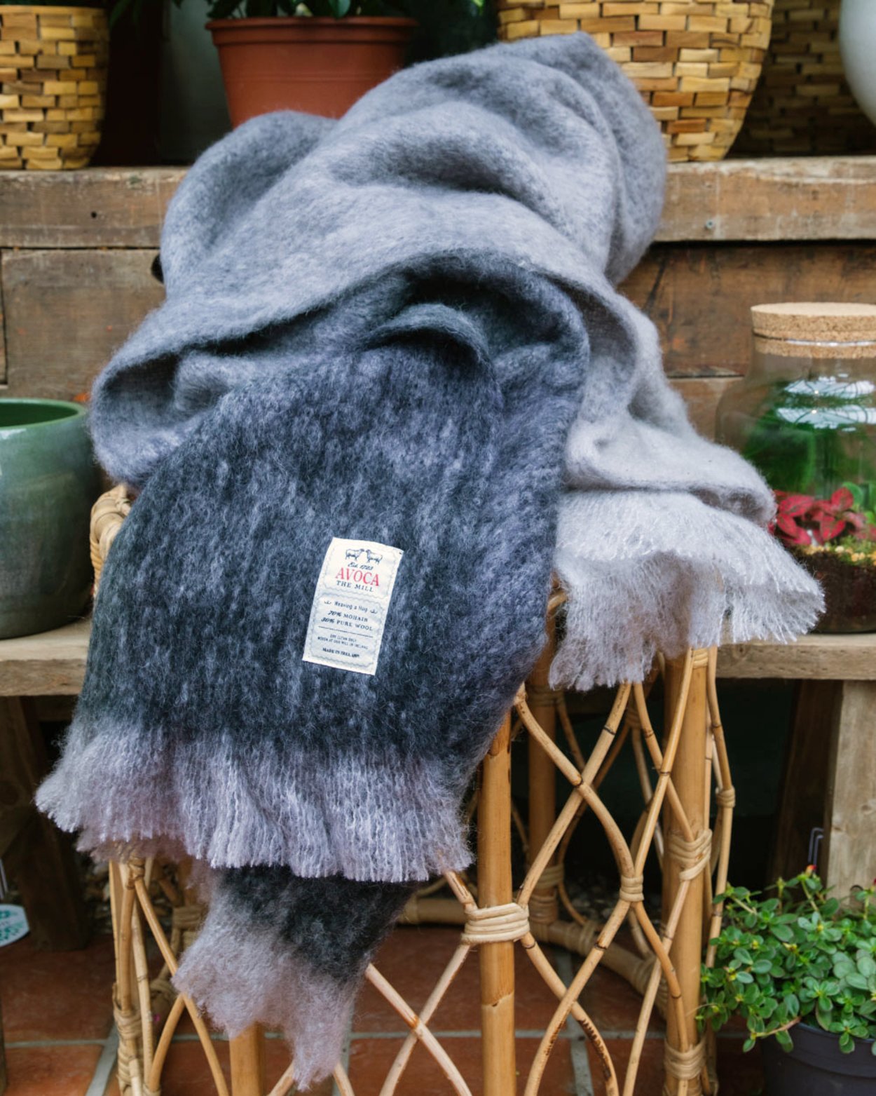 Charcoal Ombre Mohair Throw