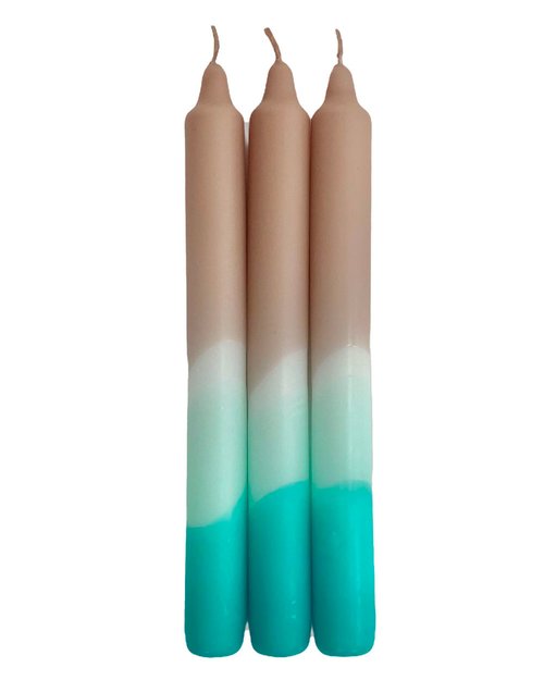 Dip Dye Neon Dinner Candle in Coconut Waterfall - Set of Three