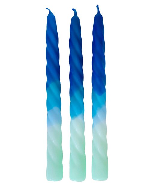 Dip Dye Twisted Dinner Candle in Shades Of Blueberry - Set of Three
