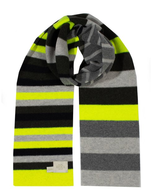Lambswool Maiden Scarf in Grey & Neon Yellow