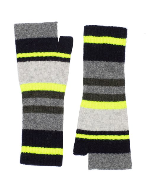 Lambswool Maiden Cuff in Grey & Neon Yellow