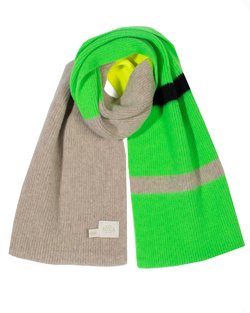 Lambswool Brushed Scarf in Cobble & Neon Green