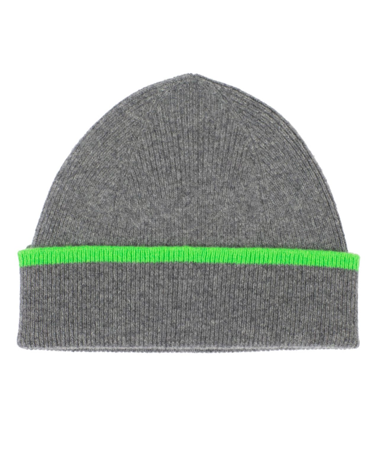 Lambswool Dunure Hat in Grey & Neon Green