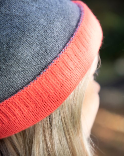 Lambswool Double Sided Hat in Grey & Neon Orange