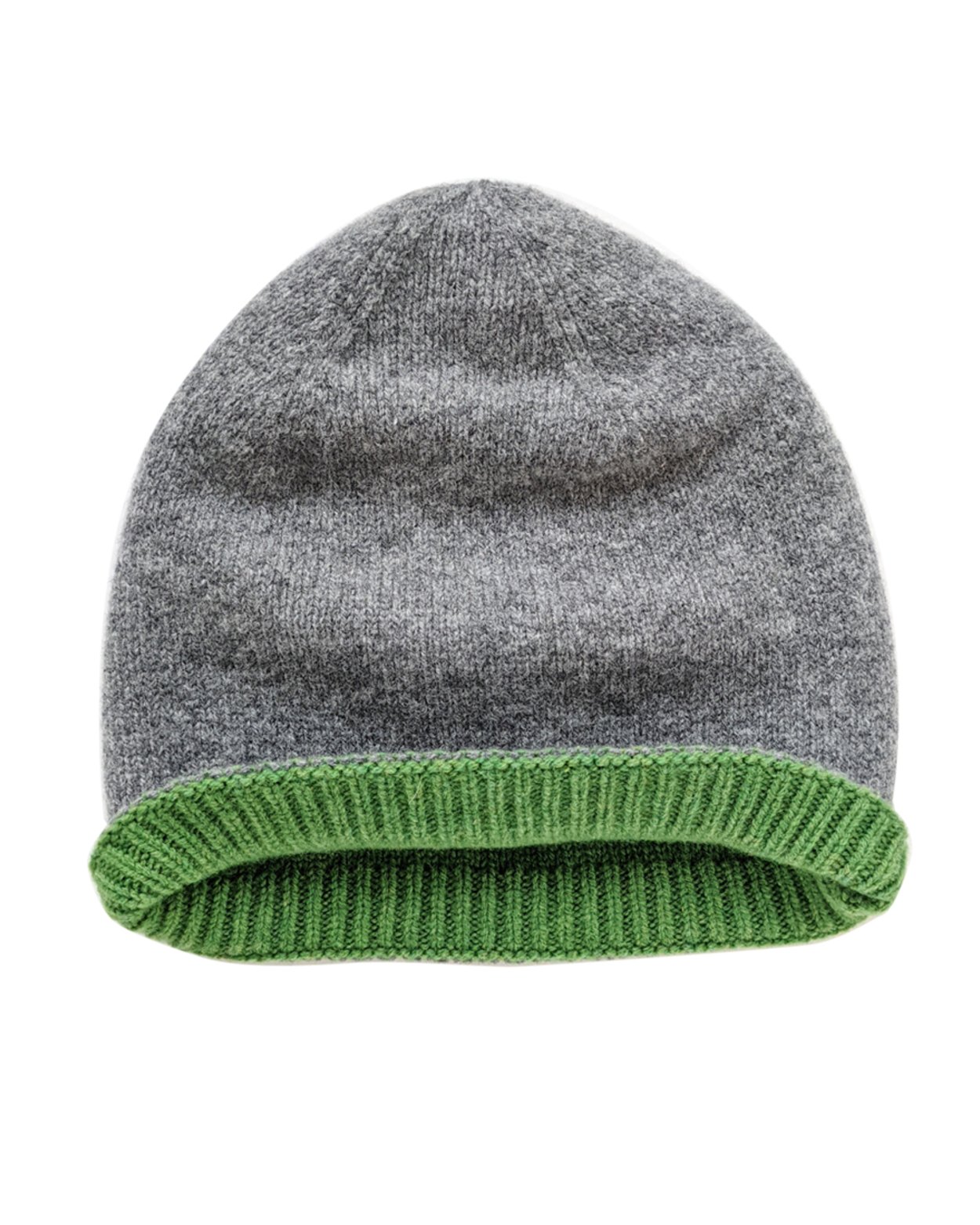 Lambswool Double Sided Hat in Grey & Green