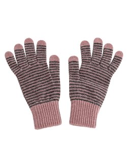 Lambswool Narrow Stripe Glove in Pink & Grey