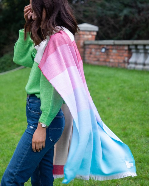 Silk Merino Wrap in Rainbow