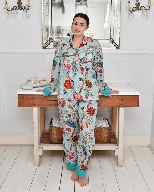 Cotton Blue Exotic Flower Pyjamas