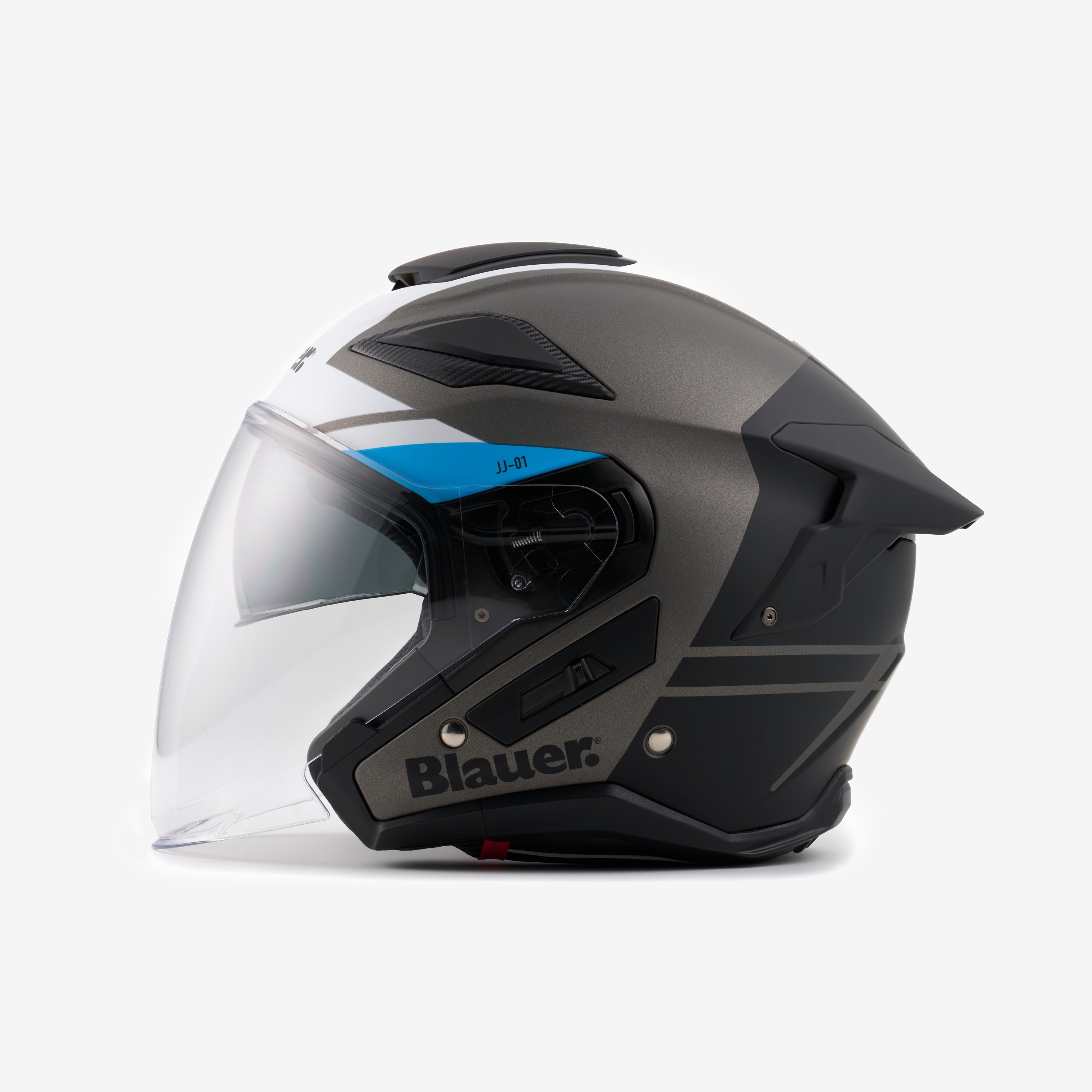 Casque Moto Jet Blauer JJ-01 Vert Mat Blanc Double Visière ECE2206
