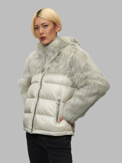 VALERIE NYLON AND FUR DOWN JACKET