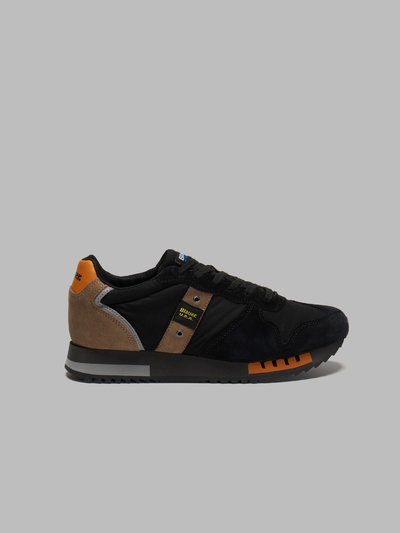QUEENS CLASSIC LEATHER-TRIMMED SUEDE AND RIPSTOP SNEAKERS - Blauer